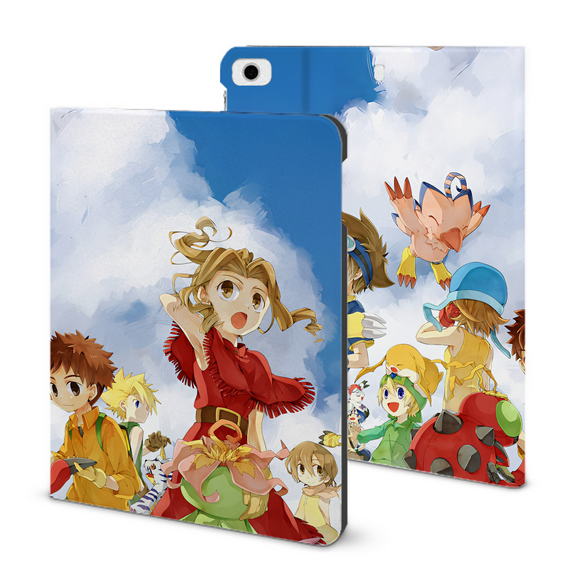 （画像用） Digimon デジタルモンスター/デジモン IPad ケース ブック型 PUレザー TPU 耐衝撃 軽量 薄型 ペン収納なし 全面保護 IPad 各モデル対応